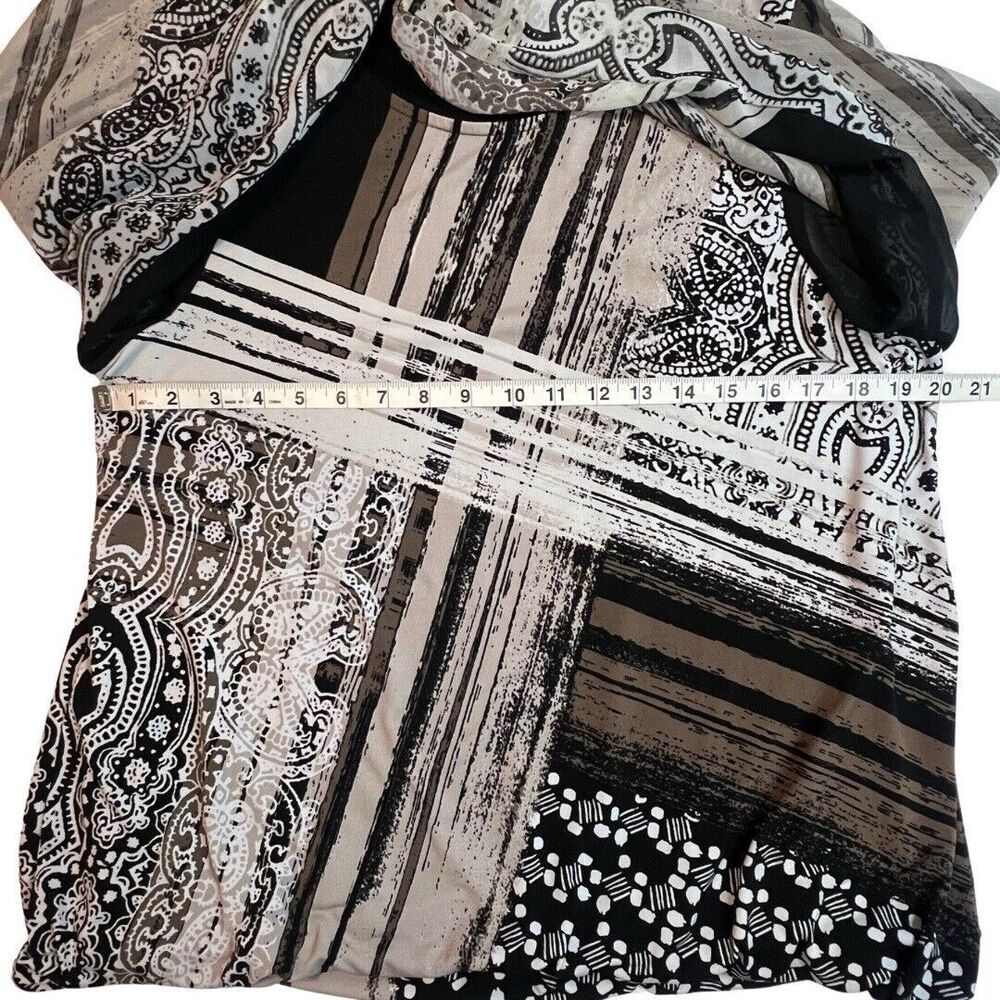 Alfani Blouse Womens Large Abstract Top Paisley Sheer Balloon Sleeve Boho Shirt - Picture 4 of 9
